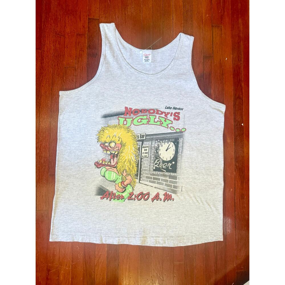 Vintage 90’s Heather Gray Green Sherry’s Best Sleeveless Graphic Tank Top XL